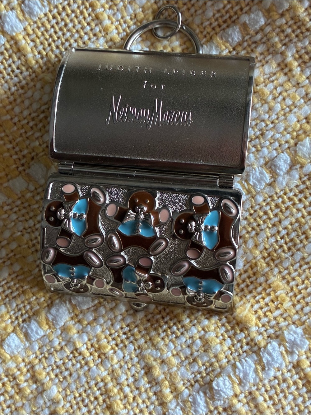 Judith Leiber for Neiman Marcus mini purse enamel teddy bear pill or trinket box - Picture 2 of 5